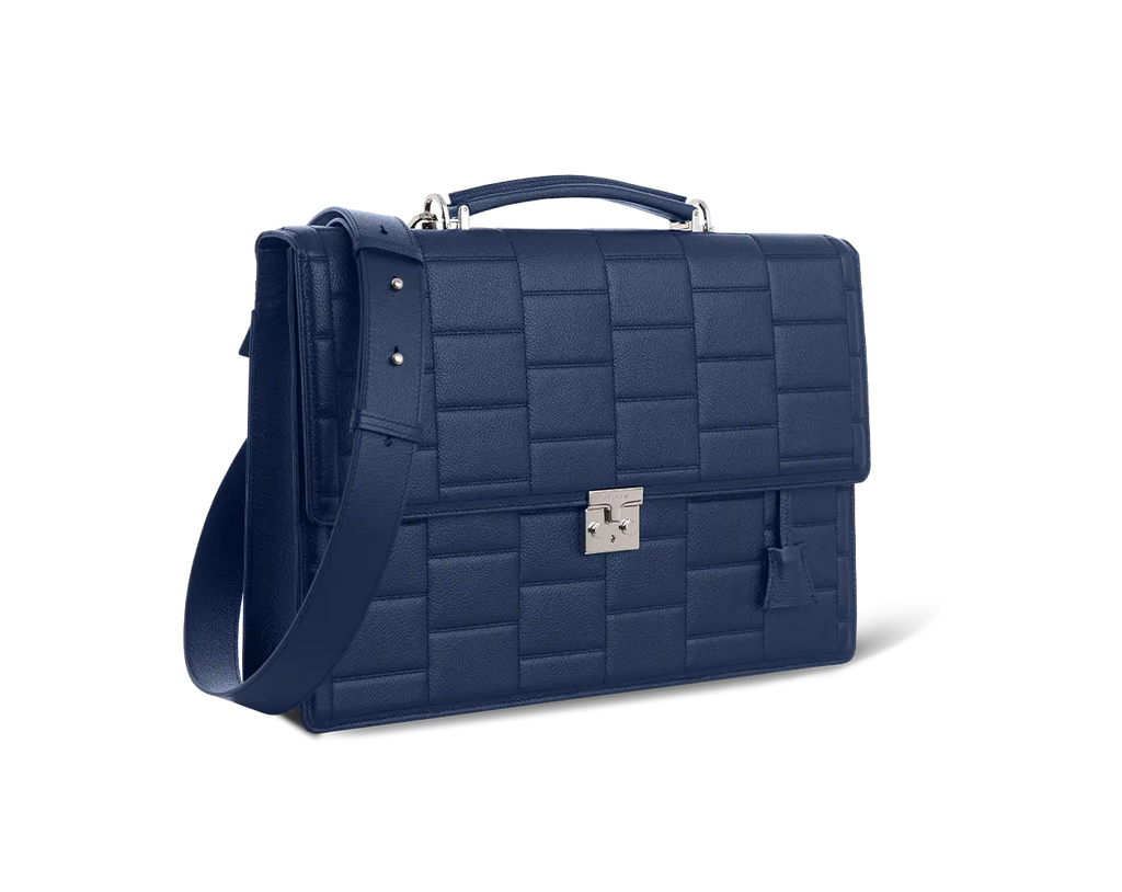 Specter Navy Blue Leather Business Bag Trevony