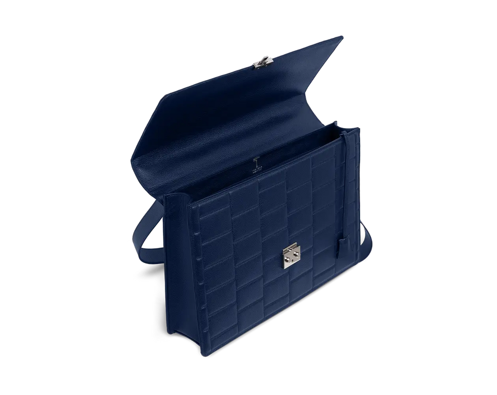 Specter Navy Blue Leather Business Bag Trevony