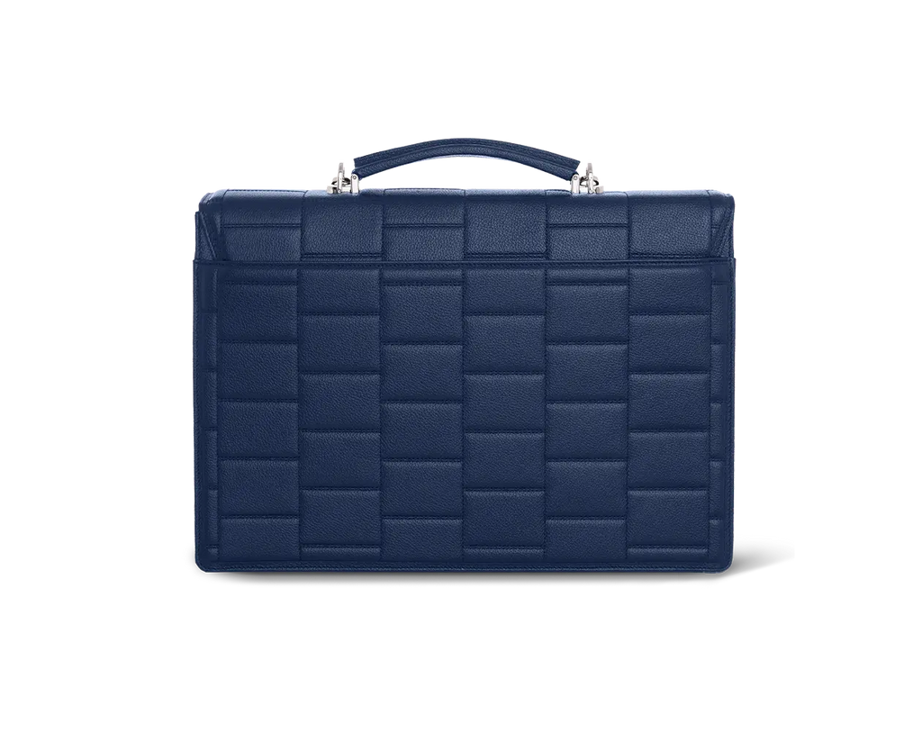 Specter Navy Blue Leather Business Bag Trevony