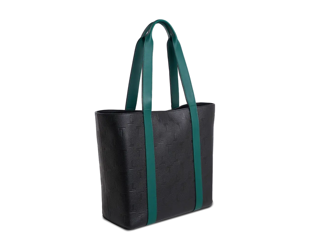 Black Green Leather Luxury Tote Bag TREVONY