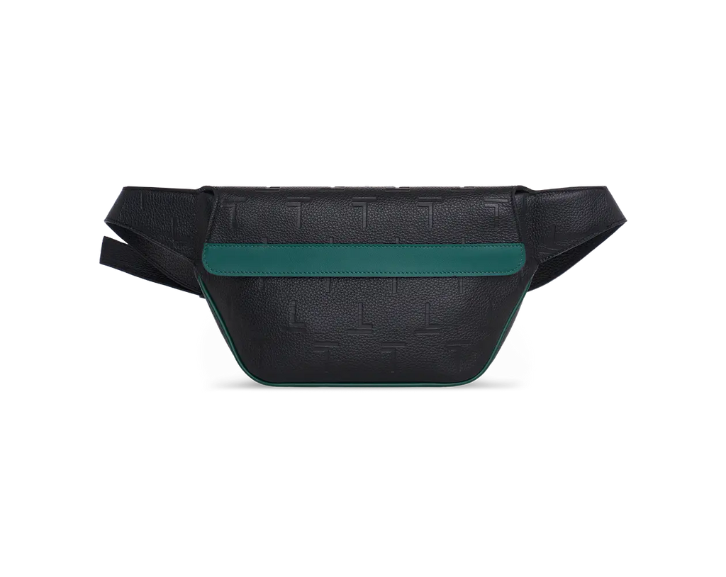 Intimo Black Green leather BumBag Trevony