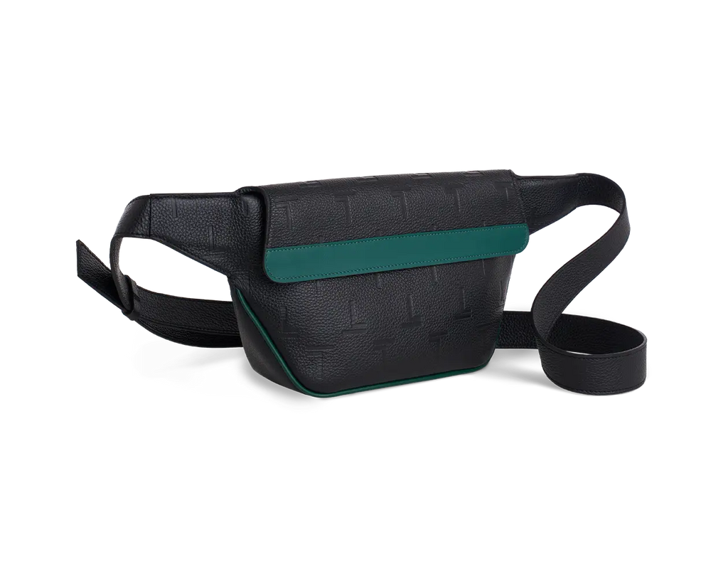 Intimo Black Green leather BumBag Trevony