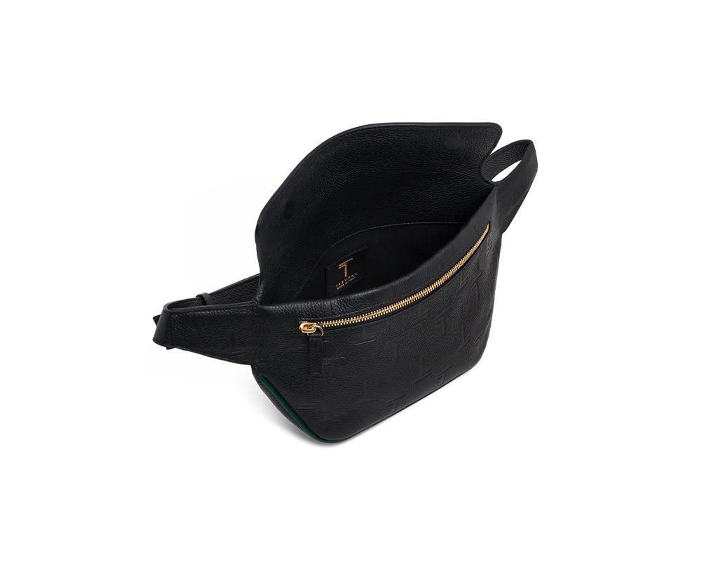 Intimo Black Green leather BumBag Trevony